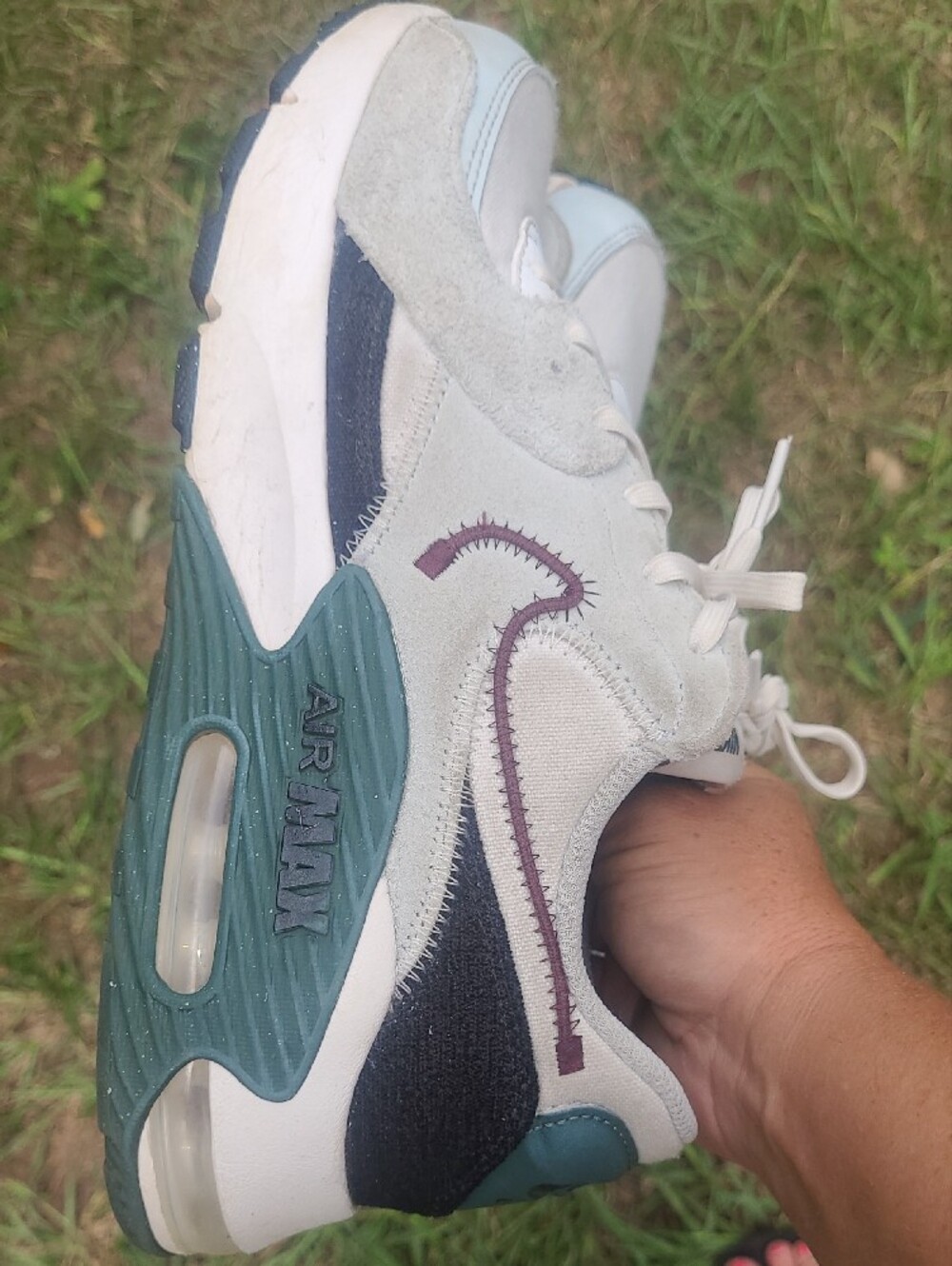 Nike Air Max Sneakers in White, Teal & Burgundy Accent Womens Size 8.5 - Picture 8 of 11
